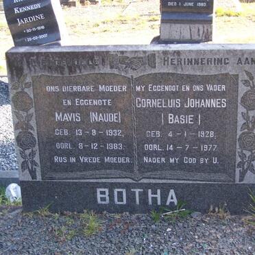 BOTHA Cornelius Johannes 1928-1977 &amp; Mavis NAUDE 1932-1983