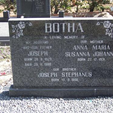 BOTHA Joseph 1929-1988 &amp; Anna Maria Susanna Johanna 1931- :: BOTHA Joseph Stephanus 1956-