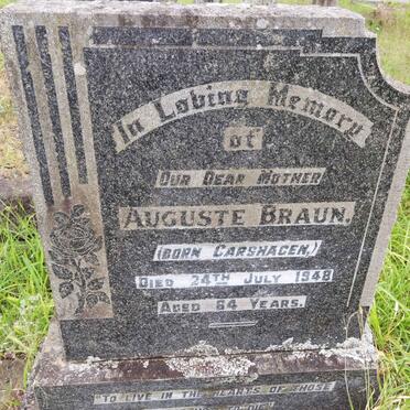 BRAUN Auguste nee CARSHAGEN -1948