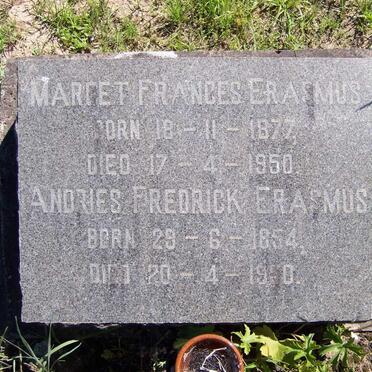 ERASMUS Andries Frederick 1854-1950 &amp;  Marget Francis 1877-1950