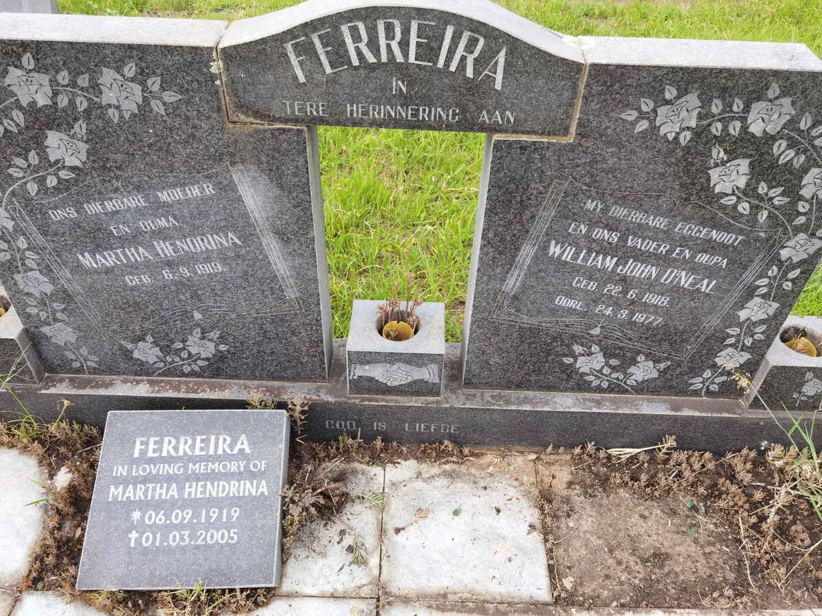FERREIRA William John O'Neal 1918-1977 & Martha Hendrina 1919-2005