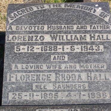 HALL Lorenzo William 1888-1943 &amp; Florence Rhoda SAUNDERS 1895-1986