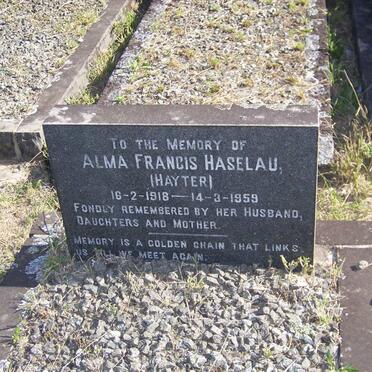 HASELAU Alma Francis nee HAYTER 1918-1959
