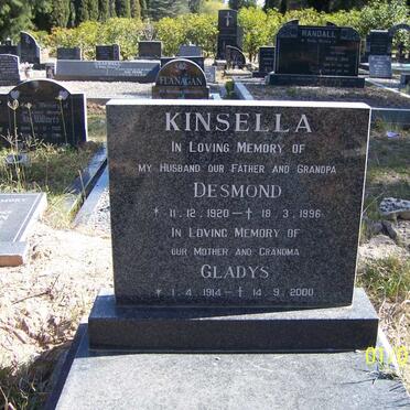 KINSELLA Desmond 1920-1996 &amp; Gladys 1914-2000