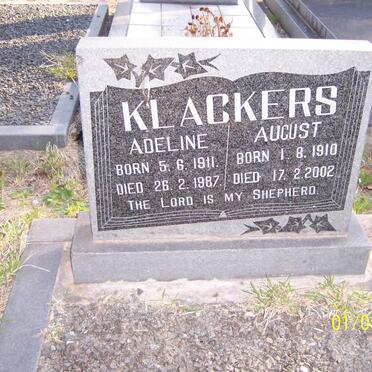 KLACKERS August 1910-2002 &amp; Adeline 1911-1987