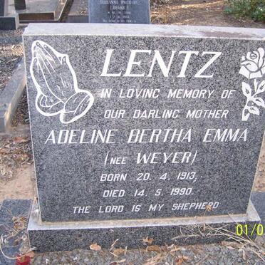 LENTZ Adeline Bertha Emma nee WEYER 1913-1990
