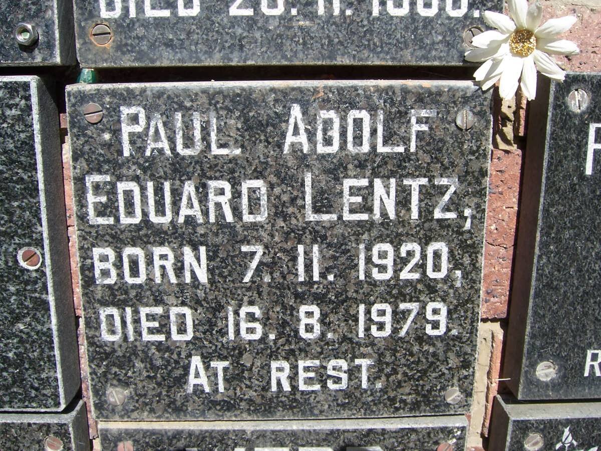LENTZ Paul Adolf Eduard 1920-1979