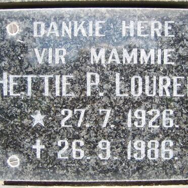 LOURENS Hettie P. 1926-1986