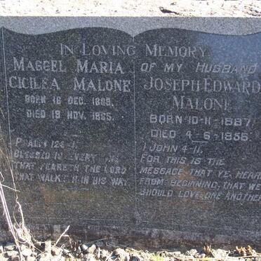 MALONE Joseph Edward 1887-1955 &amp; Maggel Maria Cicilea 1889-1965