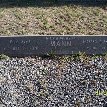 MANN Richard Alexander 1887-1945 &amp; Rose Annie 1890-1970