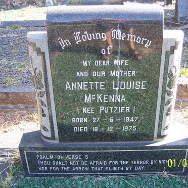 McKENNA Annette Louis nee PUTZIER 1947-1975