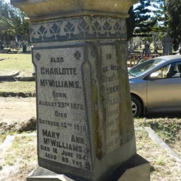 McWILLIAMS Charlotte 1875-1918 :: McWILLIAMS Mary Ann -1947