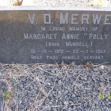 MERWE Margaret Annie, v.d. nee MUNDELL 1912-1969