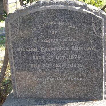 MUNDAY William Frederick 1876-1935