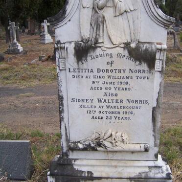 NORRIS Letitia Dorothy -1918 :: NORRIS Sidney Walter -1916