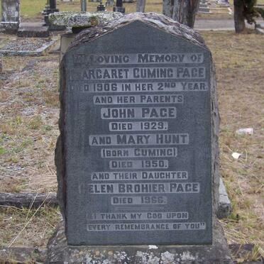 PAGE John -1929 &amp; Mary Hunt CUMING -1950 :: PAGE Margaret Cuming -1906 :: PAGE Helen Brohier -1966