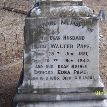 PAPE Hugo Walter 1881-1940 &amp; Dorcas Edna 1885-1968