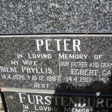 PETER Egbert Carl 1917-2004 &amp; Irene Phyllis 1926-1987