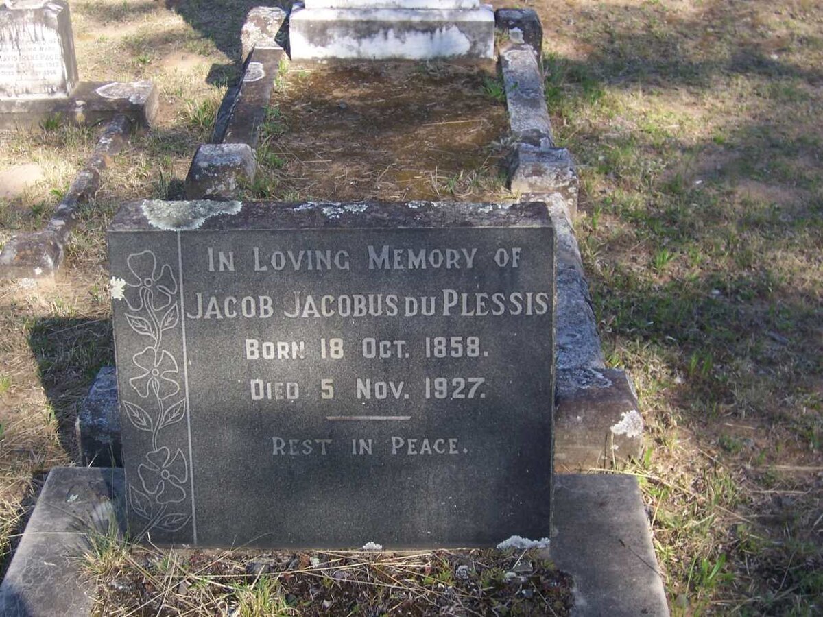 PLESSIS Jacob Jacobus, du 1858-1927
