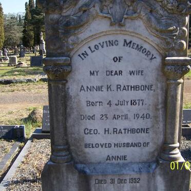RATHBONE Geo H. -1952 &amp; Annie K. 1877-1940