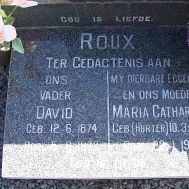 ROUX David 1874-1972 &amp; Maria Catharina HURTER 1881-1958