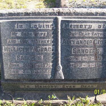 SANDERS Alexander George 1875-1940 &amp; Millicent Grace 1876-1946