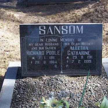SANSOM Richard Poole 1911-1984 &amp; Alletha Catharine 1911-1999