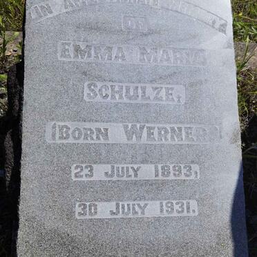SCHULZE Emma Maria nee WERNER 1893-1931