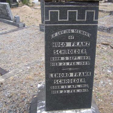 SCHROEDER Hugo Franz 1893-1909 :: SCHROEDER Lenord Frank 1912-1915