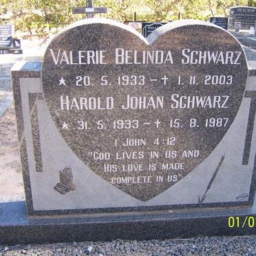SCHWARZ Harold Johan 1933-1987 &amp; Valerie Belinda 1933-2003