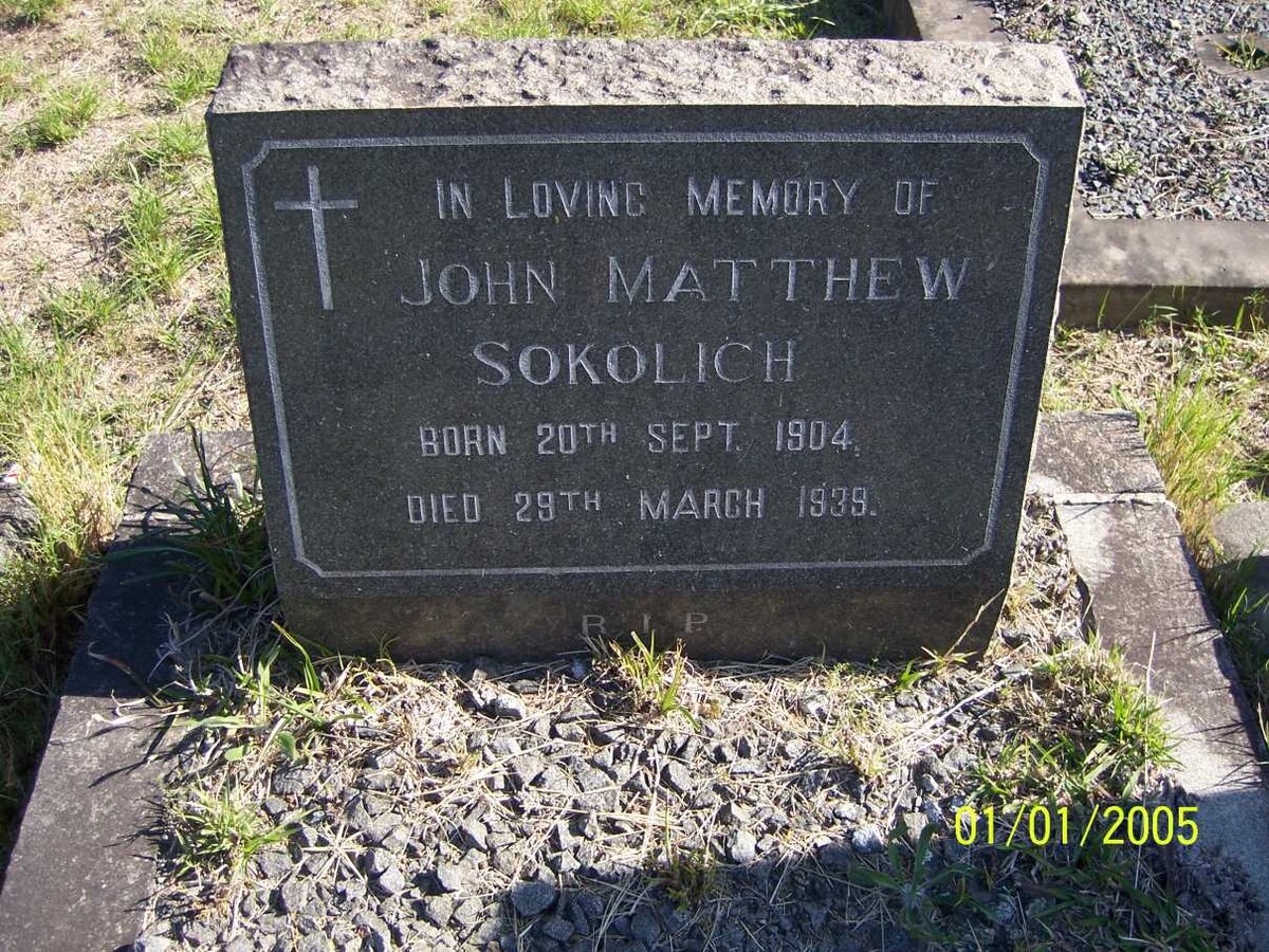 SOKOLICH John Matthew 1904-1939