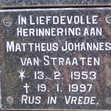 STRAATEN Mattheus Johannes, van 1953-1997