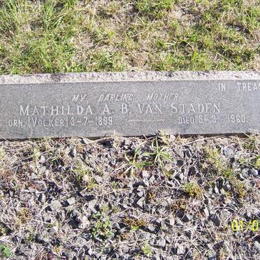 STADEN Mathilda A.B., van nee VOLKER 1899-1960
