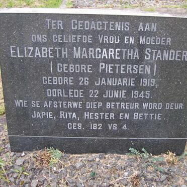 STANDER Elizabeth Margaretha nee PIETERSEN 1919-1945