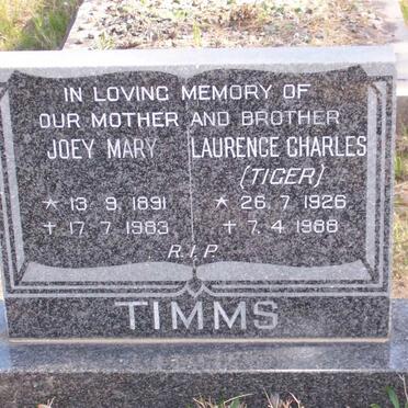 TIMMS Joey Mary 1891-1983 :: TIMMS Laurence Charles 1926-1988
