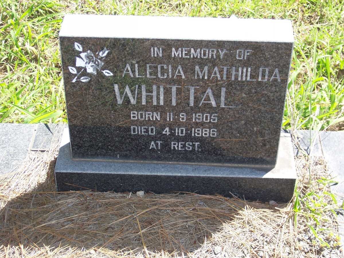 WHITTAL Alecia Mathilda 1905-1986