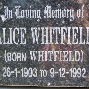 WHITFIELD Alice nee WHITFIELD 1903-1992