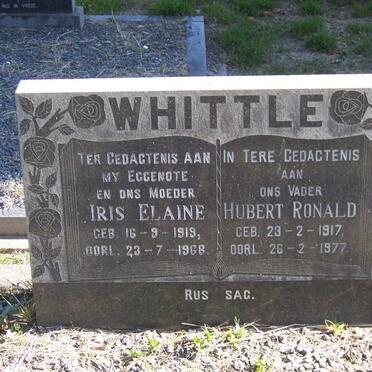 WHITTLE Hubert Ronald 1917-1977 &amp; Iris Elaine 1919-1968