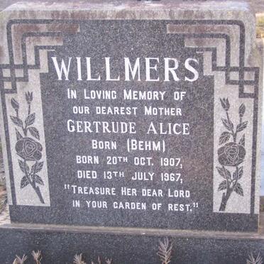 WILLMERS Gertrude Alice nee BEHM 1907-1967