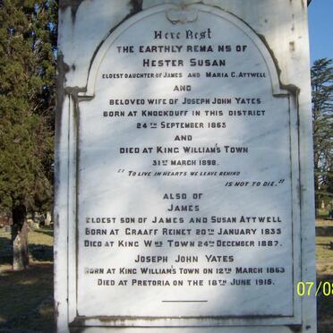 YATES Hester Susan nee ATTWELL 1863-1898 :: ATWELL James 1835-1887 :: YATES Joseph John 1863-1915