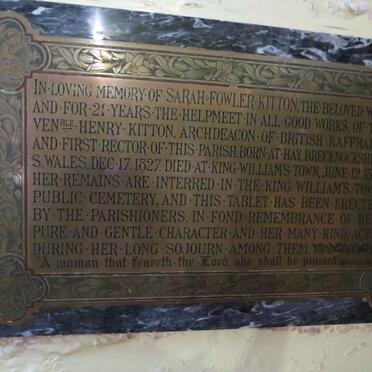 KITTON Sarah Fowler 1827-1879