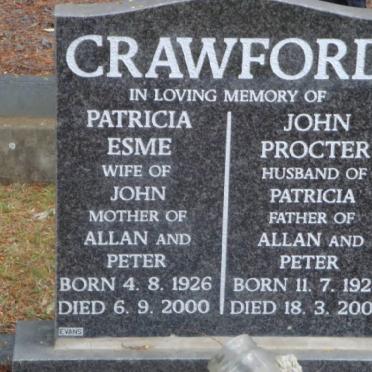 CRAWFORD John Procter 1924-2003 &amp; Patricia Esme 1926-2000