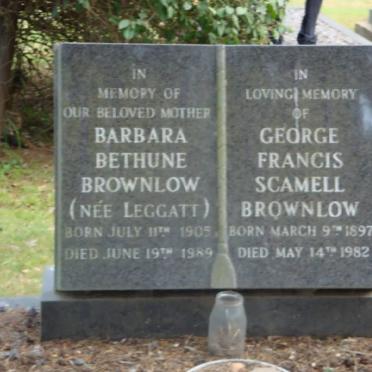 BROWNLOW George Francis Scamell 1897-1982 &amp; Barbara Bethune LEGGATT 1905-1989