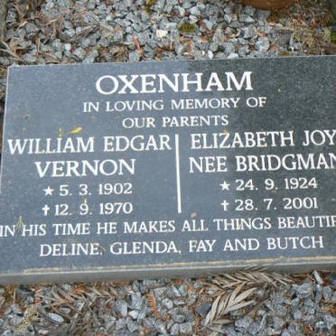 OXENHAM William Edgar Vernon 1902-1970 &amp; Elizabeth Joy BRIDGMAN 1924-2001