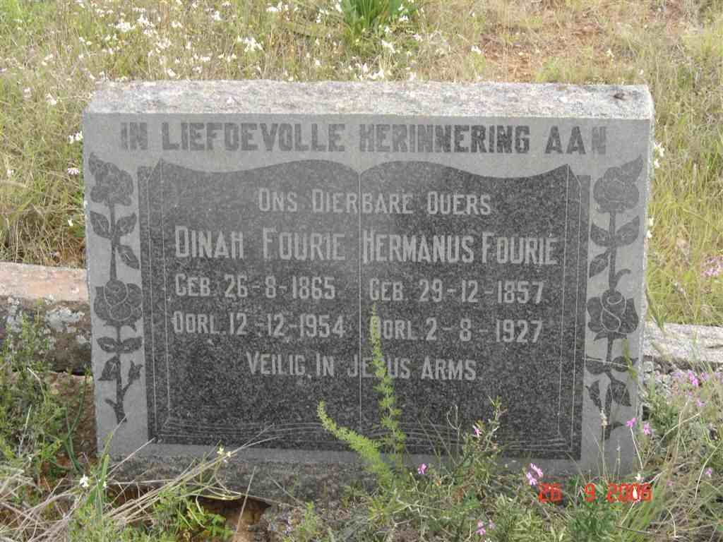 FOURIE Hermanus 1857-1927 &amp; Dinah 1865-1954