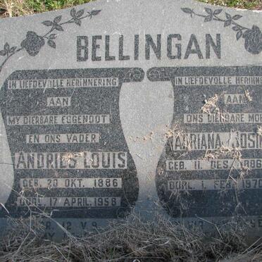 BELLINGAN Andries Louis 1886-1958 &amp; Adriana Josina 1886-1970