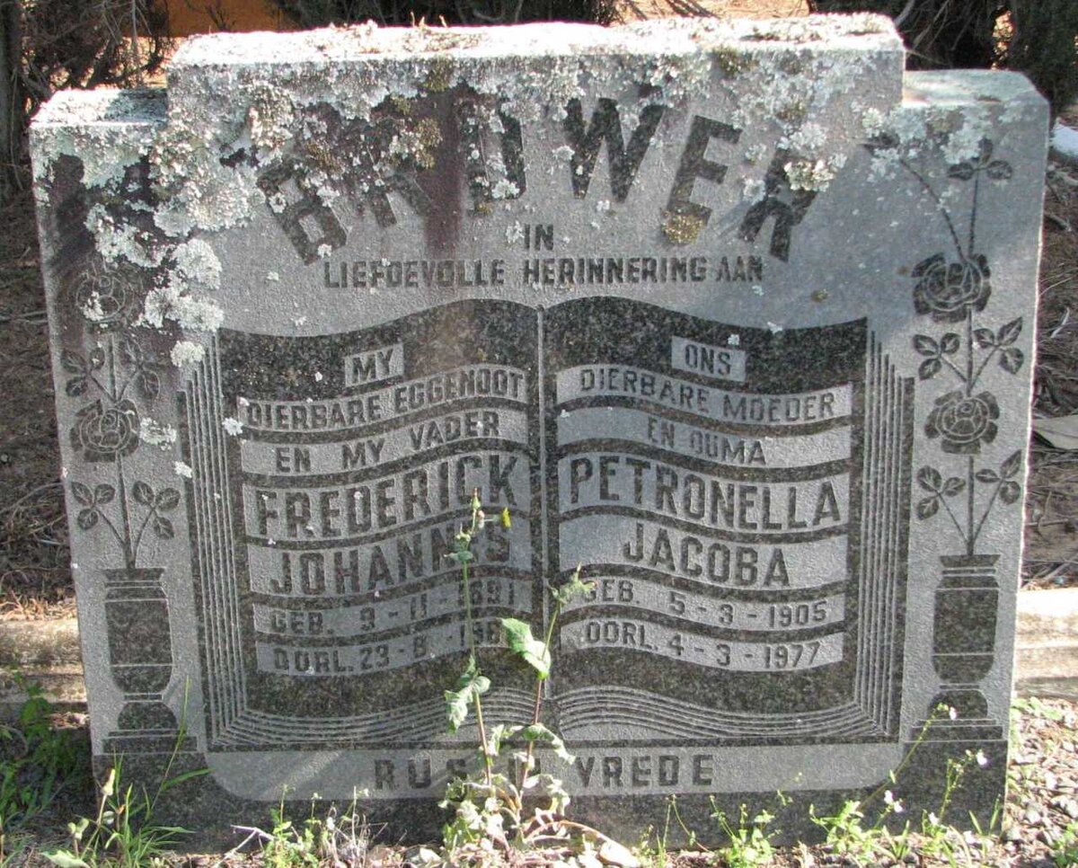 BROWER Frederick Johannes 1891-1961 &amp; Petronella Jacoba 1905-1977