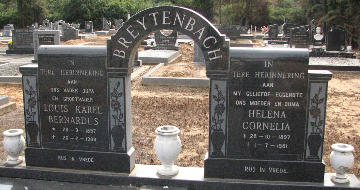 BREYTENBACH Louis Karel Bernardus 1897-1989 &amp; Helena Cornelia 1897-1981
