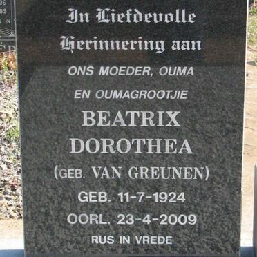 DUNN Beatrix Dorothea nee VAN GREUNEN 1924-2009
