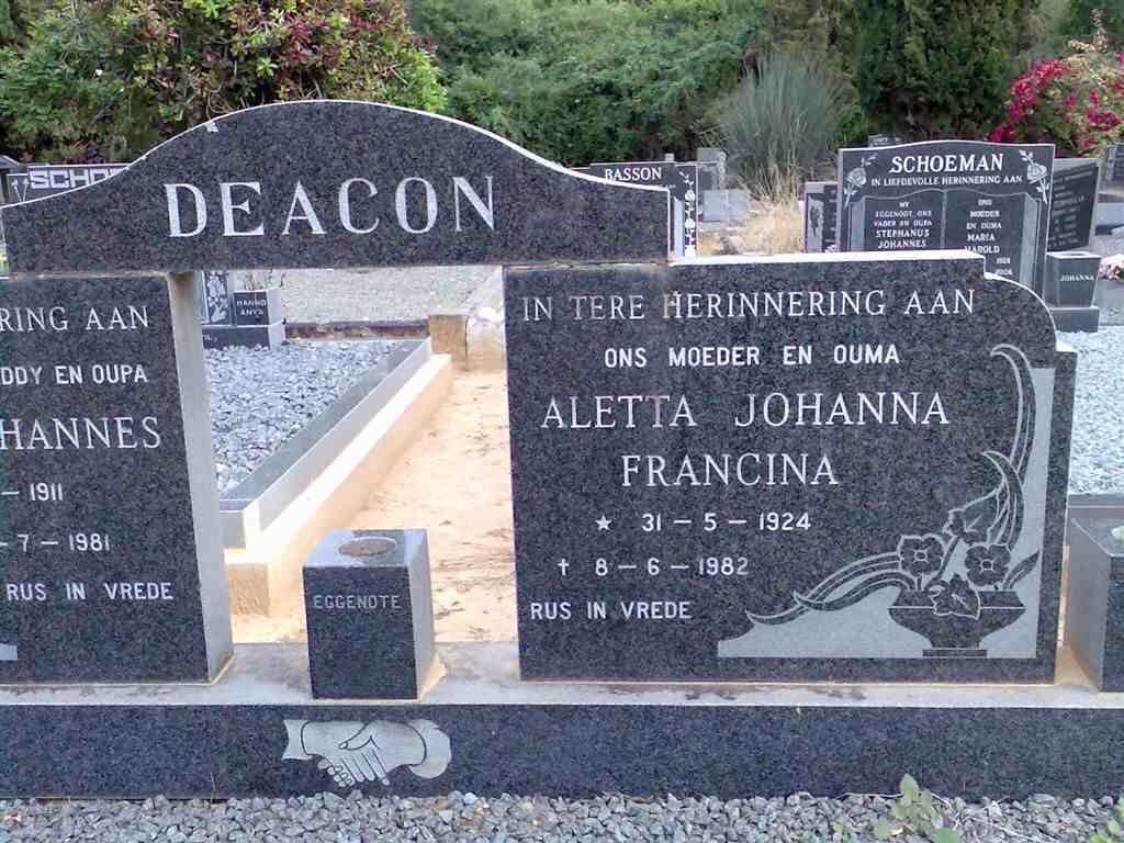 DEACON Aletta Johanna Francina 1924-1982